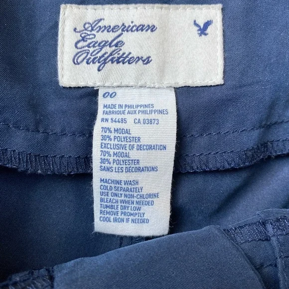 AEO Navy Blue High Waisted Paperbag Shorts - Picture 10 of 10